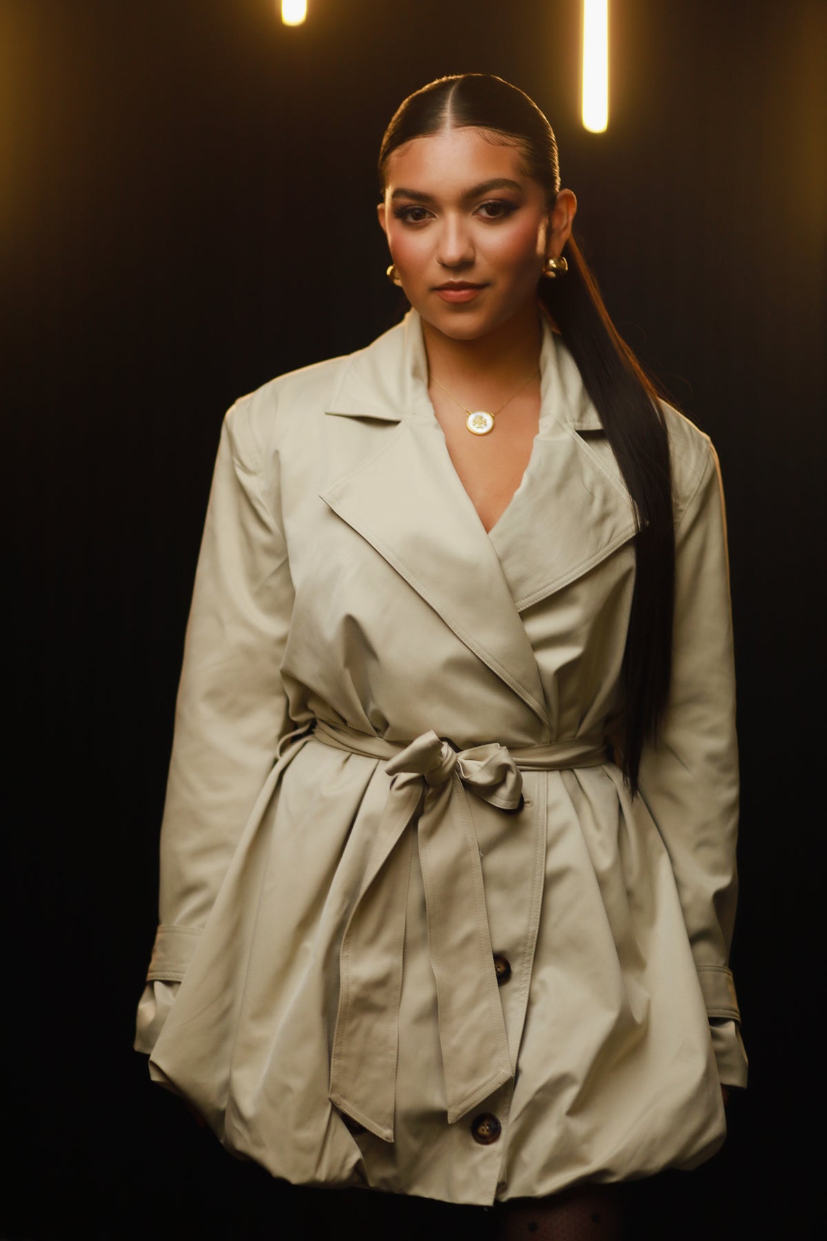 Fall Double-Breasted Hem Trench Dress