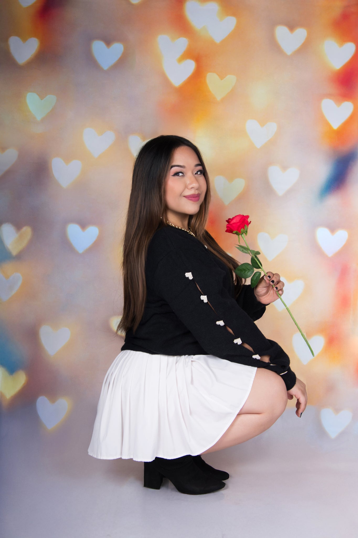 Pearl Heart Cut-Out Sweater