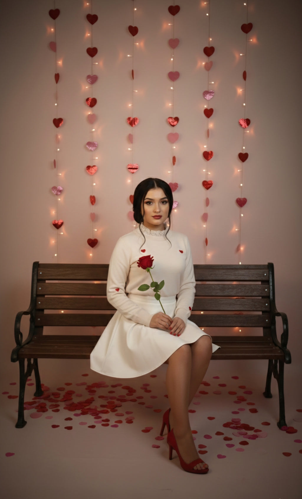 Embroidered Heart Shaped Long Sleeve Sweater