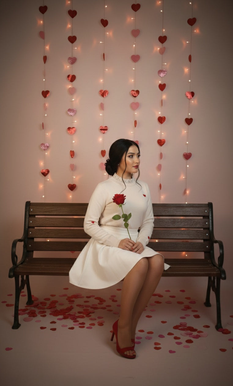 Embroidered Heart Shaped Long Sleeve Sweater