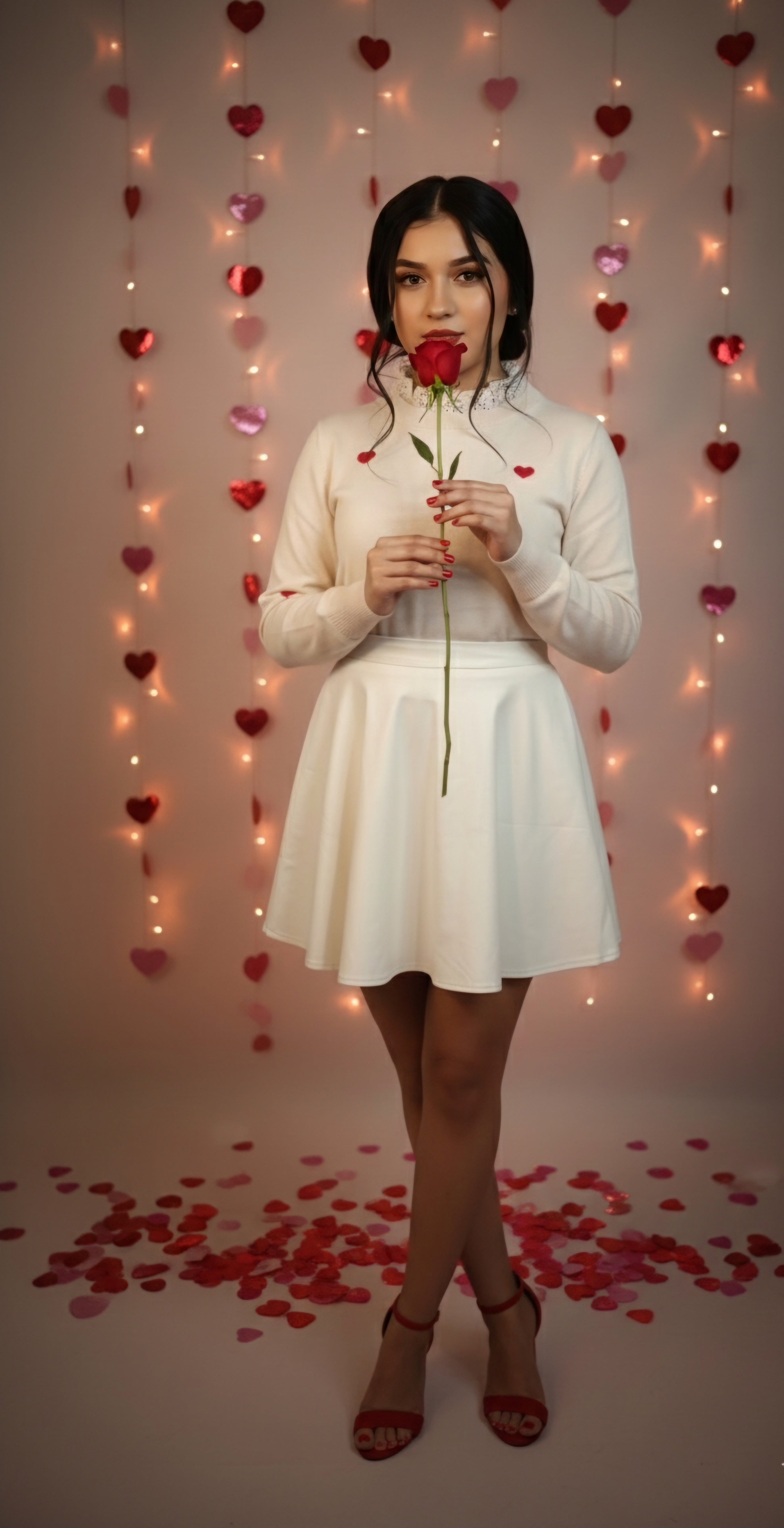 Embroidered Heart Shaped Long Sleeve Sweater
