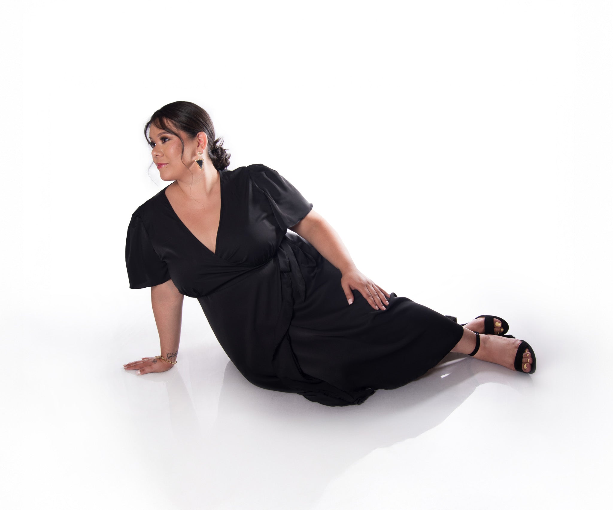 Plus Size Elegant Slit Tie Slim Fit Dress