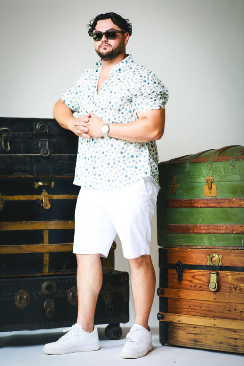 Classic Crisp White Flat-Front Shorts