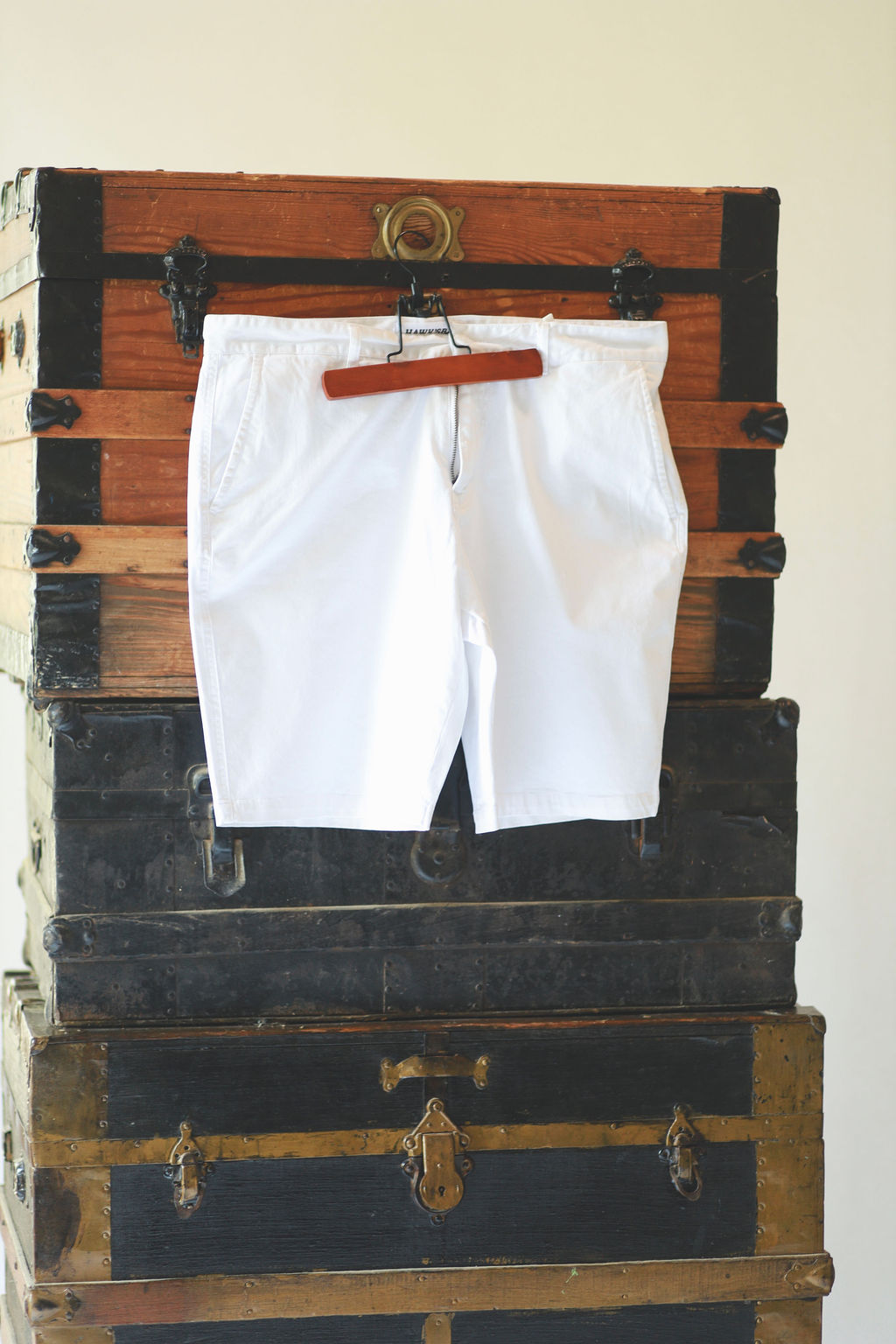 Classic Crisp White Flat-Front Shorts