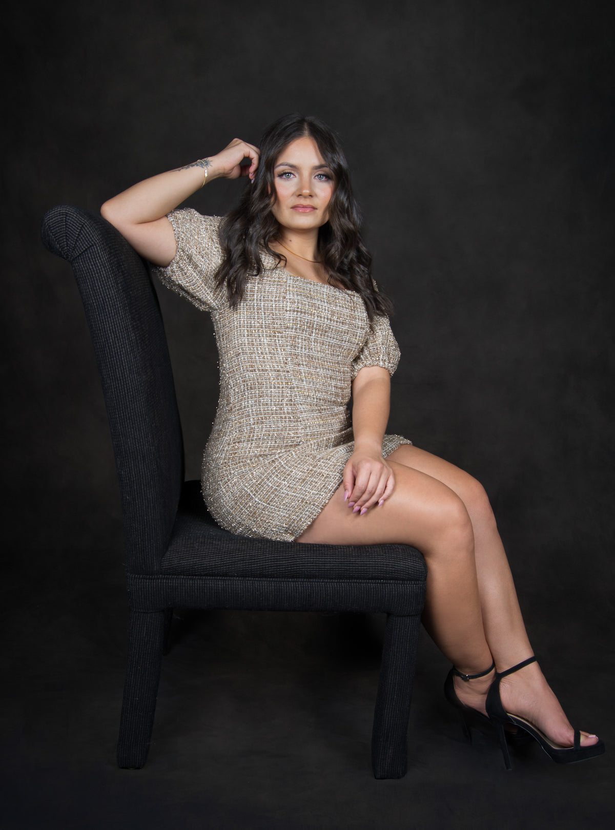 Holiday Chic Tweed Mini Dress