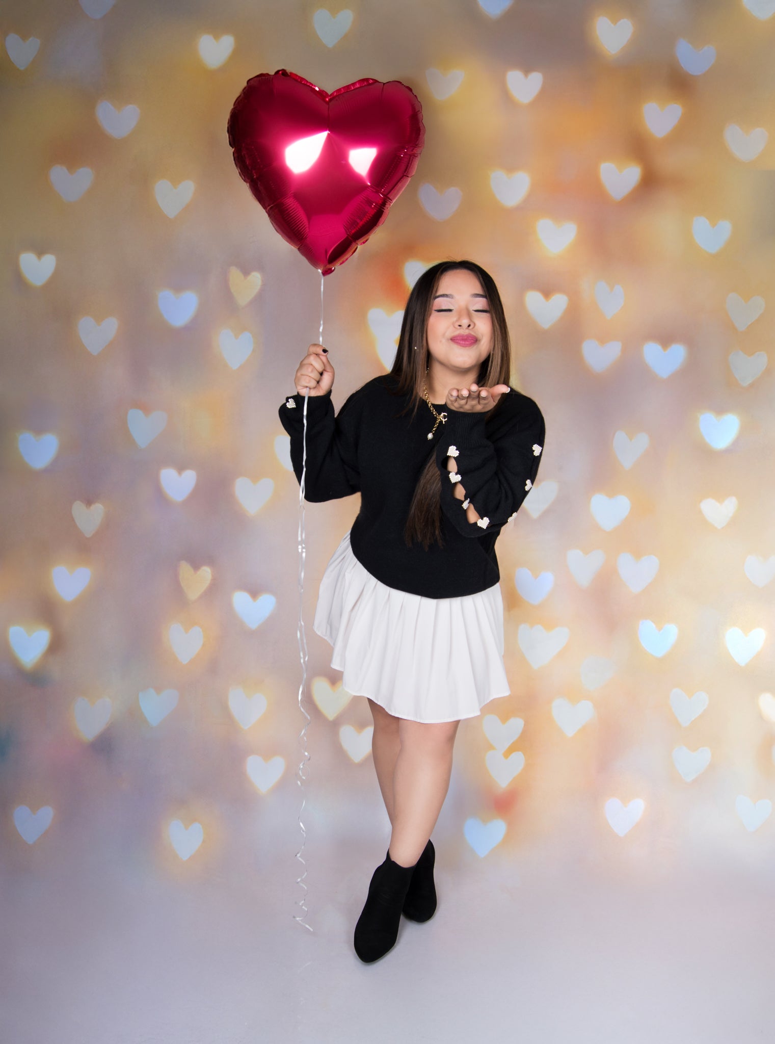 Pearl Heart Cut-Out Sweater