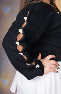 Pearl Heart Cut-Out Sweater