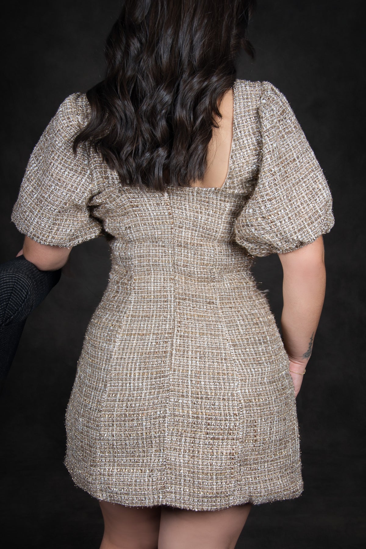 Holiday Chic Tweed Mini Dress
